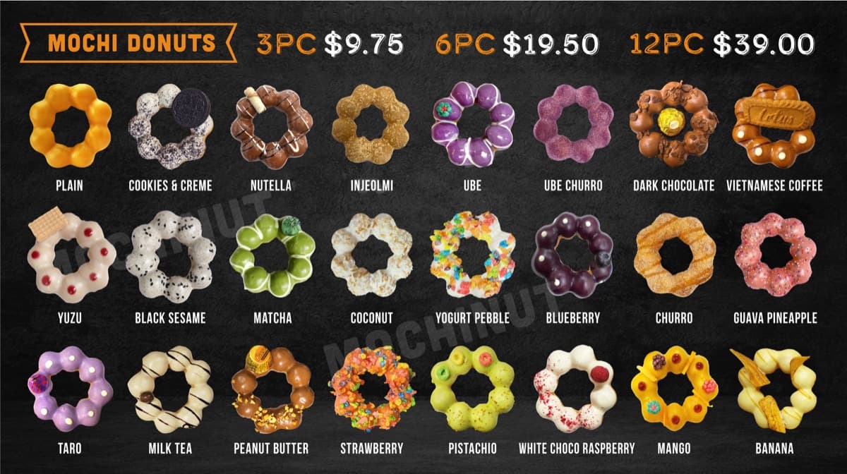 Mochinut Mochi Donut Menu
